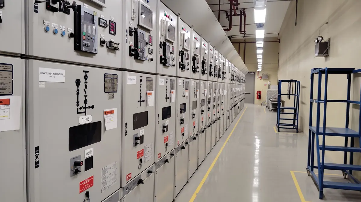 Elektryk przy szafie sterowniczej podczas zajęć praktycznych kursu SEP